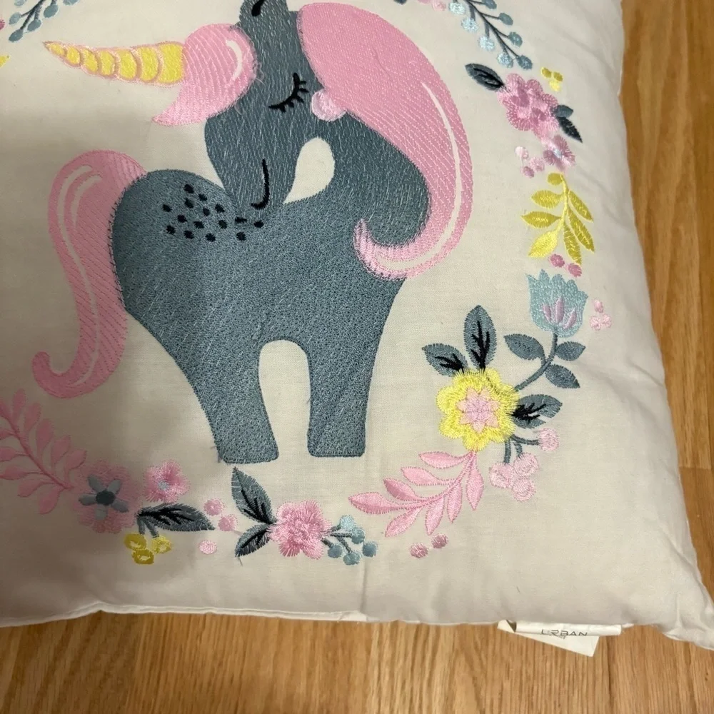 Urban Habitat Unicorn Embroidered Throw Pillow Pink Square Kids Room